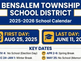 Bensalem School Calendar 2025-2026
