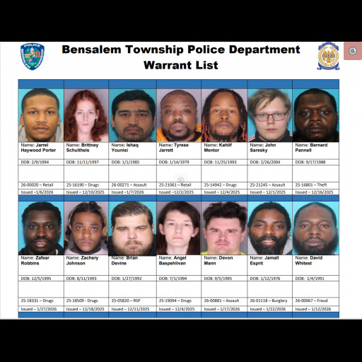 Bensalem Warrant List 1-28-26 Bensalem Police Seek 14 Individuals on Active Warrants This Week - Jan 28th