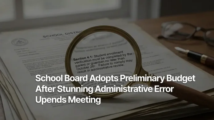 School Board Adopts Preliminary Budget After Stunning Administrative Error Upends Meeting