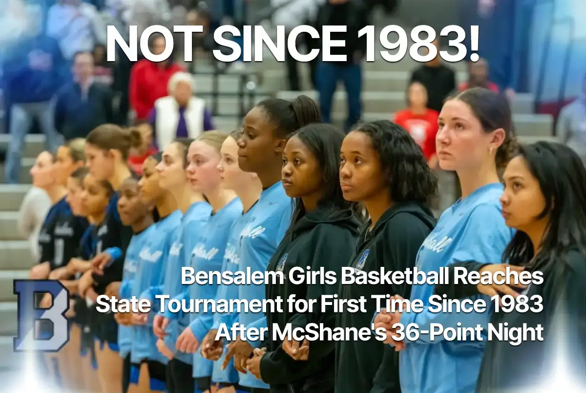 bensalem-girls-basketball-piaa-state-tournament-2025 Bensalem Owls guard Grace McShane drives against Methacton in the PIAA District 1 Class 6A playoff game